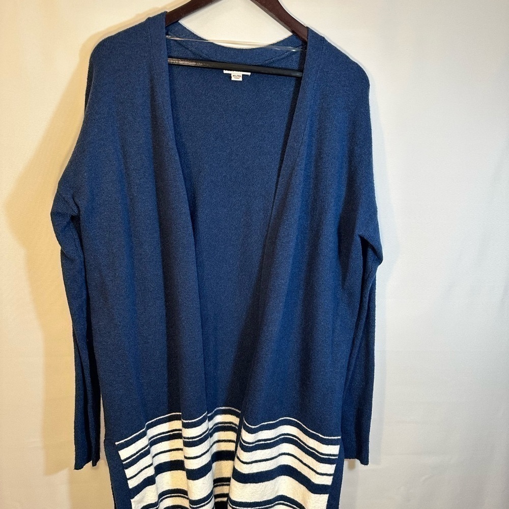 Merona Womens Size XL Stripe Open Front Knit Long Sleeve Sweater Cardigan Boho